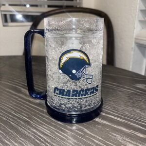 NFL  Chargers Helmet Logos on Crystal Freezer Mug Blue Handle Duck House‎